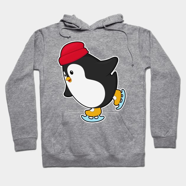 Penguin at Ice skating with Hat Hoodie by Markus Schnabel